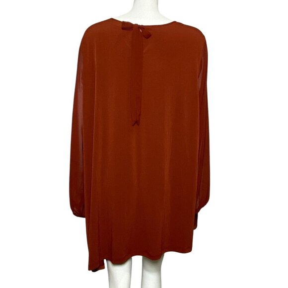 Susan Graver Liquid Knit Tunic Womens Size 3X Chiffon Sleeves Popover A36775 - Picture 4 of 7